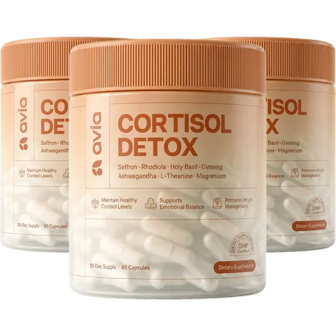 Three bottles of Avia Cortisol Detox